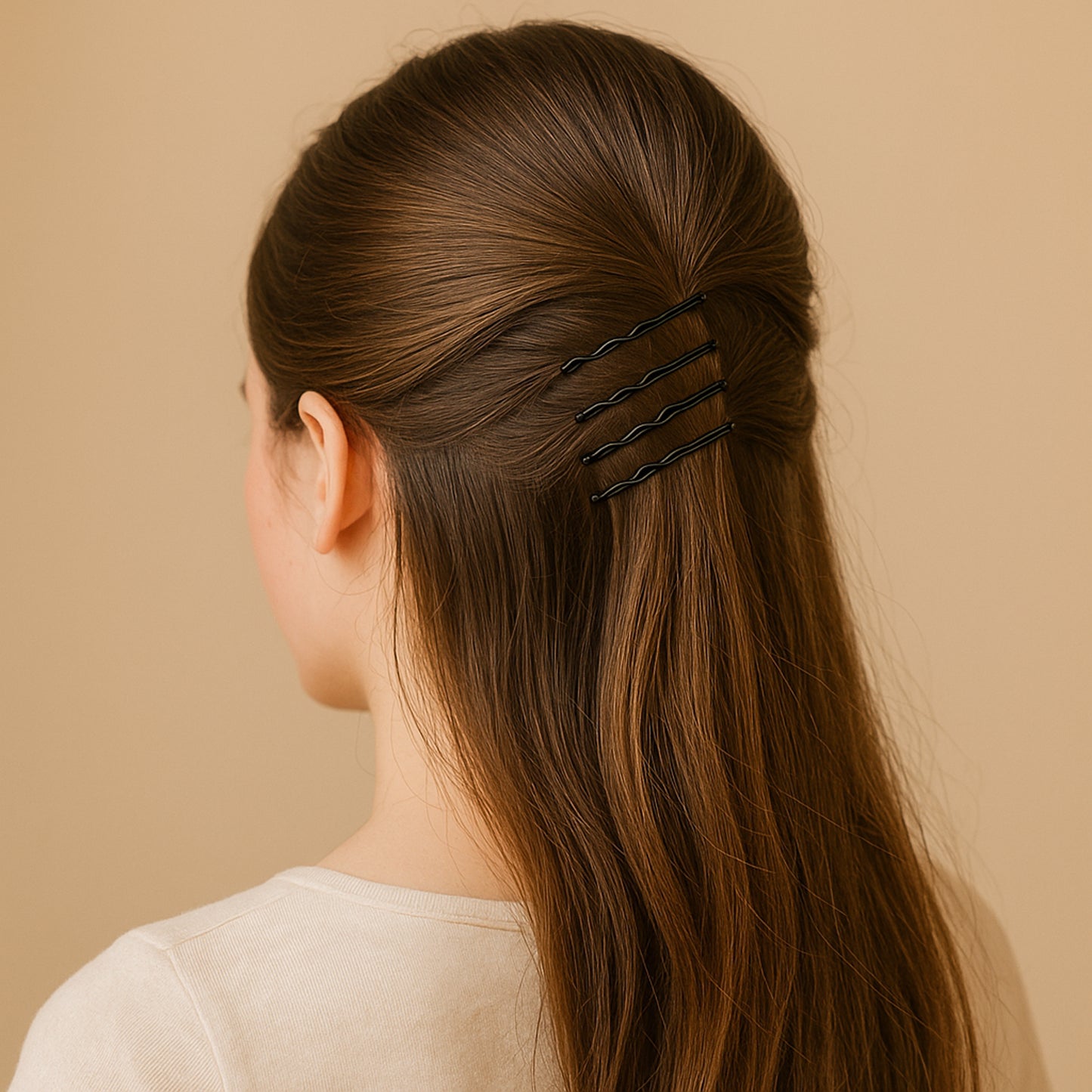 Set of 36 small black Wukusy hair bobby pins with smooth finish, ideal for securing and styling hair.