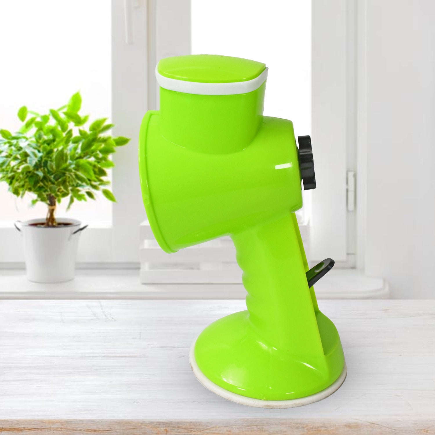 Wukusy 6-in-1 vegetable cutter and slicer with removable blades, handheld chopper for slicing, dicing, and grating vegetables.