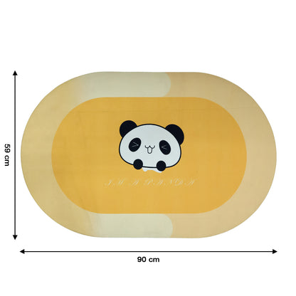 Wukusy anti-slip cartoon panda printed bathroom floor mat, 90x59 cm, featuring a playful panda design on soft, absorbent fabric.