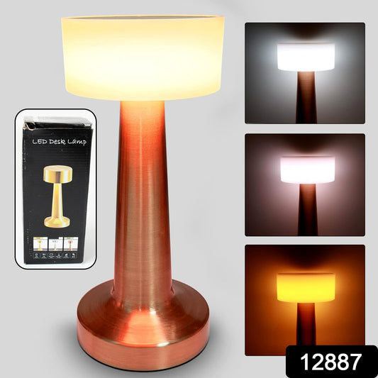 Wukusy LED desk lamp with touch control, metal finish, three color modes, dimmable brightness, portable for home or kids' room.