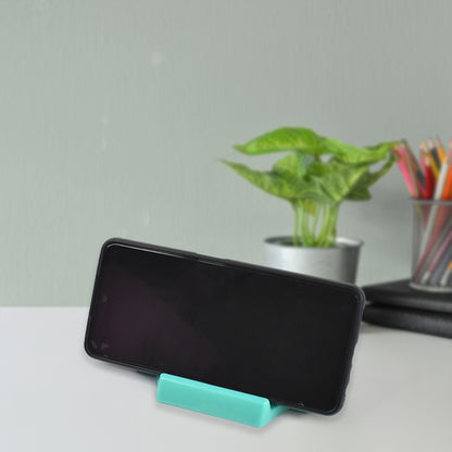 Set of four Wukusy plastic mobile phone stand holders displaying various angles and colors on a white background.