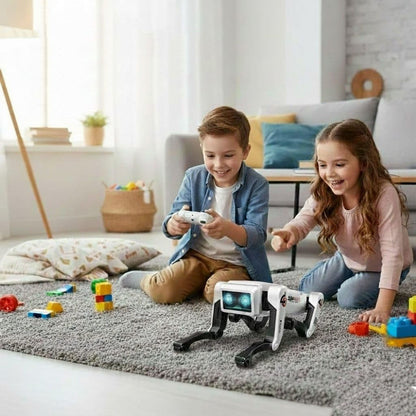 Wukusy advanced intelligent AI robot dog toy for kids, featuring lifelike design and interactive features in a large set.