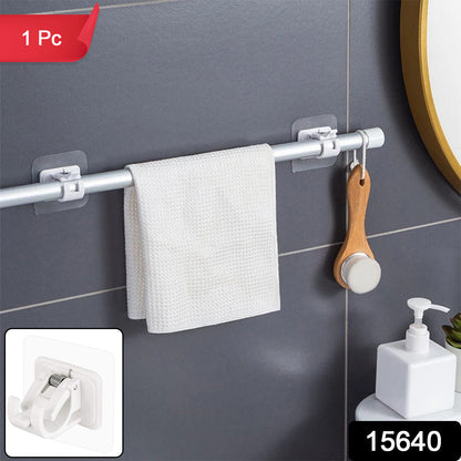 Wukusy no-drill wall-mounted adhesive towel rod holder attached to bathroom wall, sturdy and easy to install, suitable for towels and fabrics.