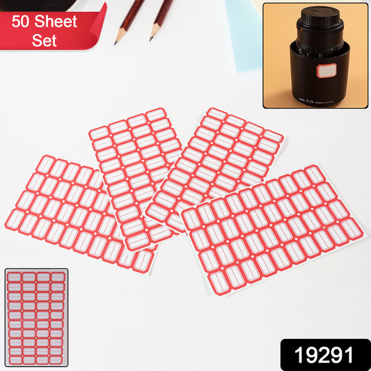 Wukusy multipurpose blank label sticker sheets with red borders, self-adhesive writable stickers for bottles, 50 sheets included