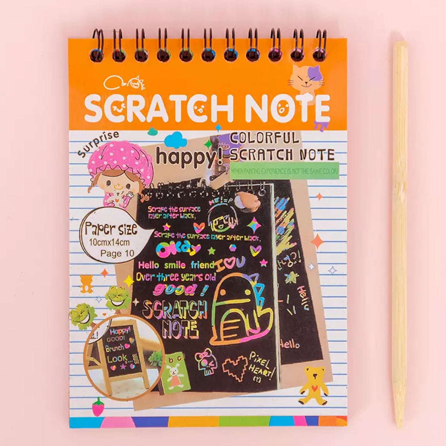 Wukusy Rainbow Art Scratch Paper Book with 10 colorful sheets for children’s creative craft activities.