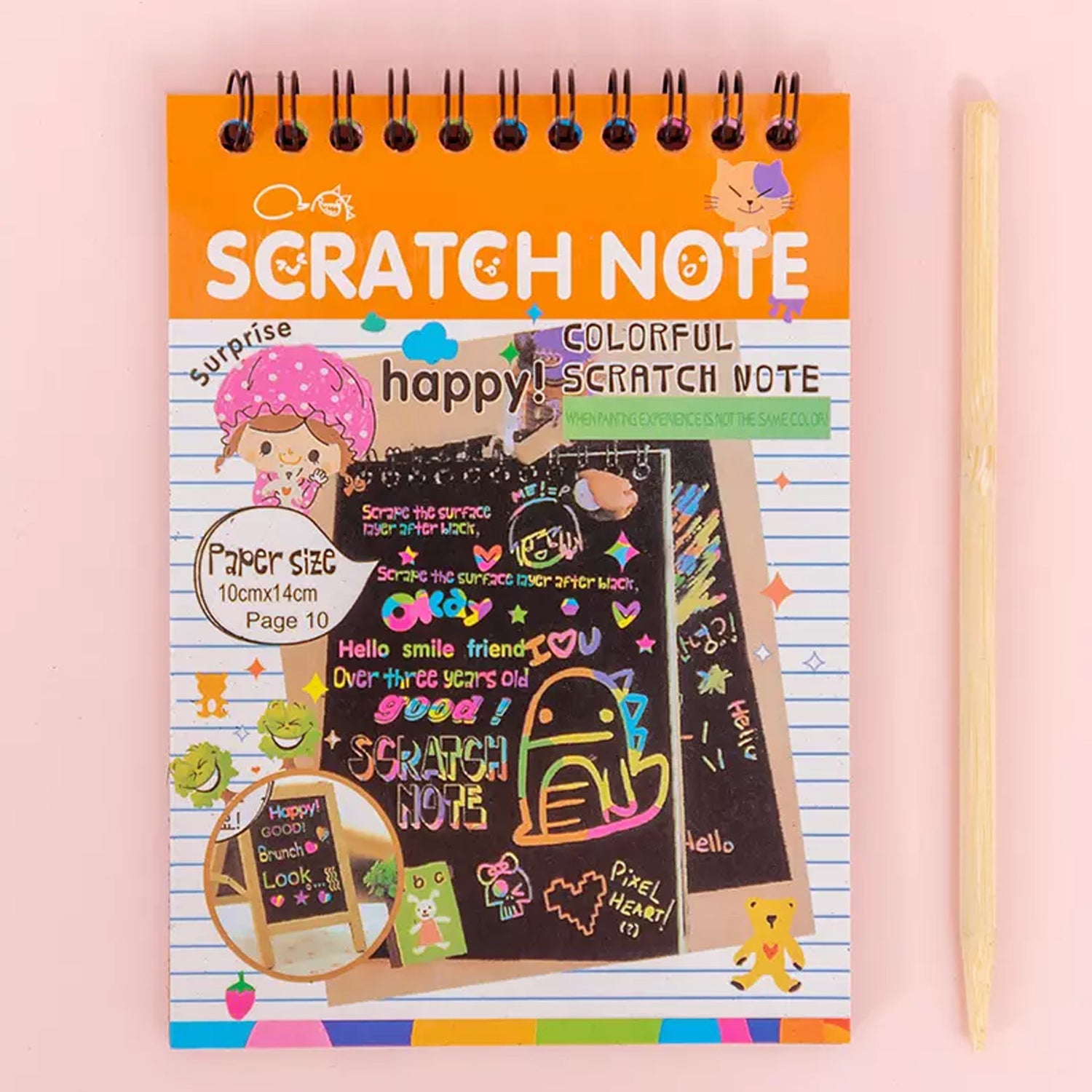 Wukusy Rainbow Art Scratch Paper Book with 10 colorful sheets for children’s creative craft activities.