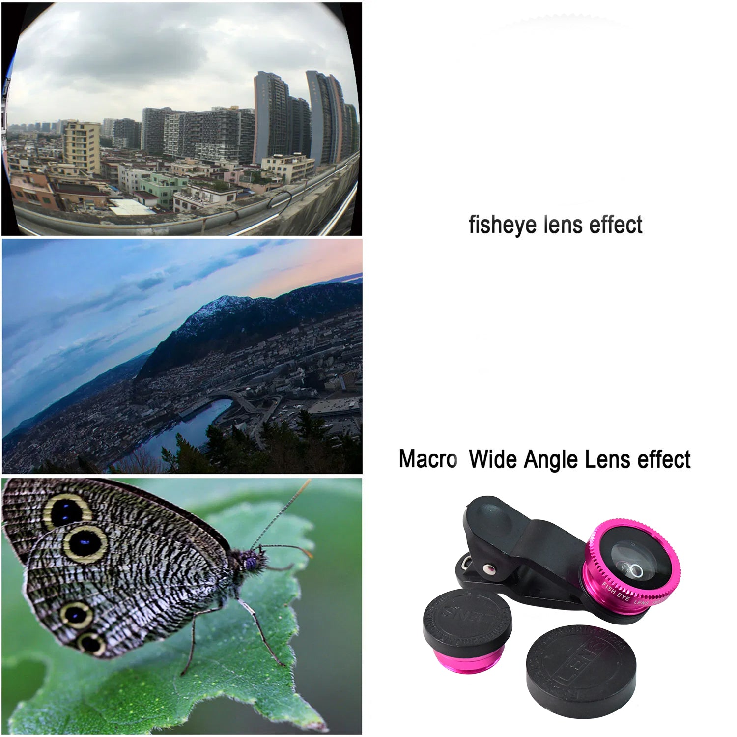 Wukusy universal clip-on mobile camera lens set attached to a smartphone for enhanced photo capabilities