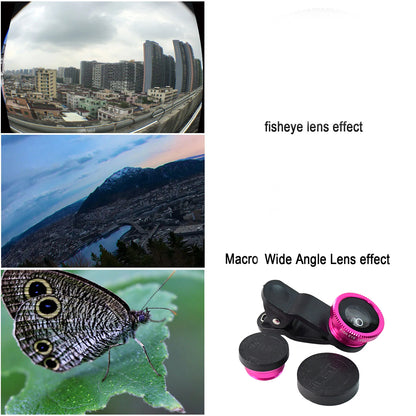 Wukusy universal clip-on mobile camera lens set attached to a smartphone for enhanced photo capabilities