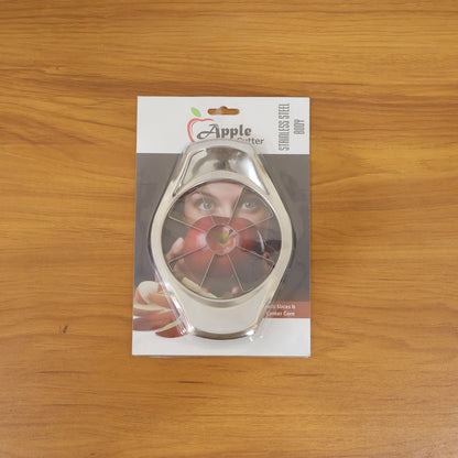 Heavy duty stainless steel apple cutter and slicer by Wukusy, featuring sharp blades for quick apple slicing.