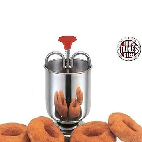 Wukusy stainless steel Medu Vada and donut maker kitchen tool with textured surface for perfectly shaped, crispy Vadas and donuts.