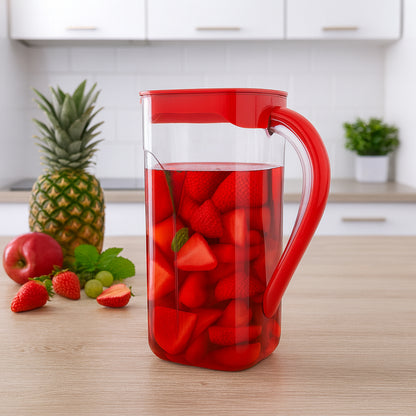 Wukusy Supermom plastic H2O juice jug in 1500ml capacity, clear container for water or juice in a home kitchen setting.