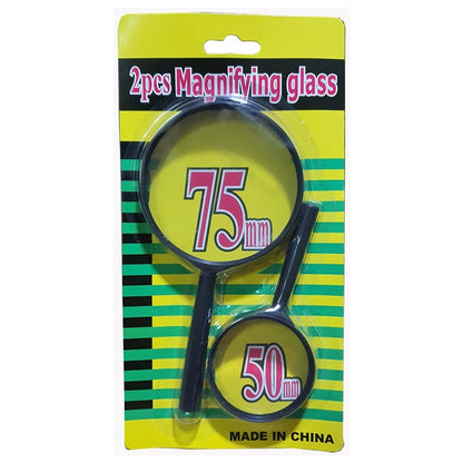 Wukusy 9144 magnifying glass set with two real glass lenses, 75mm and 50mm, break-proof, ideal for reading and home improvement tasks.
