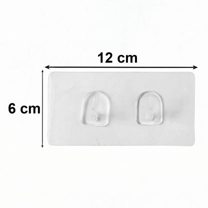 Transparent Double Hook Self Adhesive Wall Sticker (1 Pc)