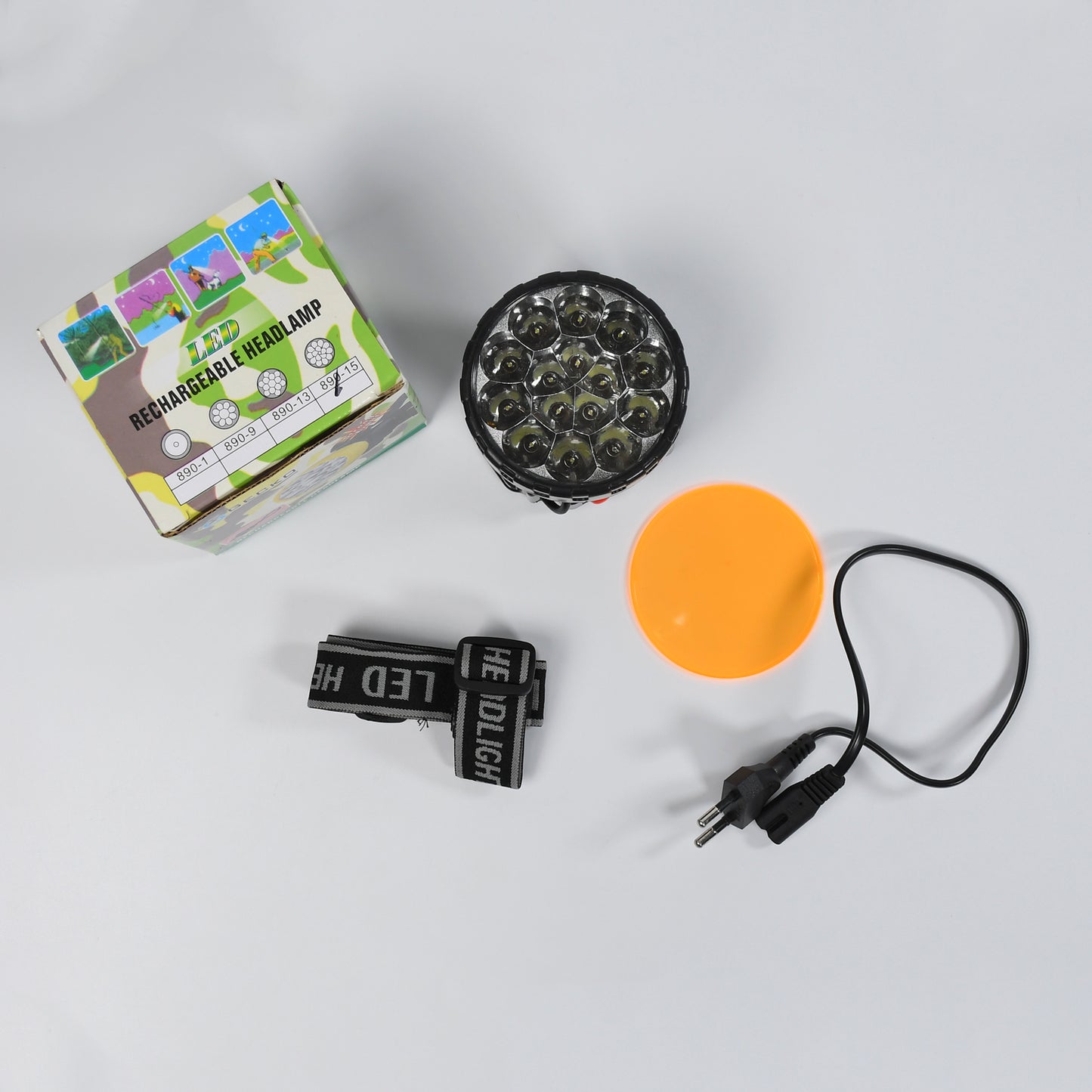 Wukusy 7517 LED rechargeable headlamp with adjustable strap, long-range light suitable for farmers, fishing, camping, hiking, and cycling.