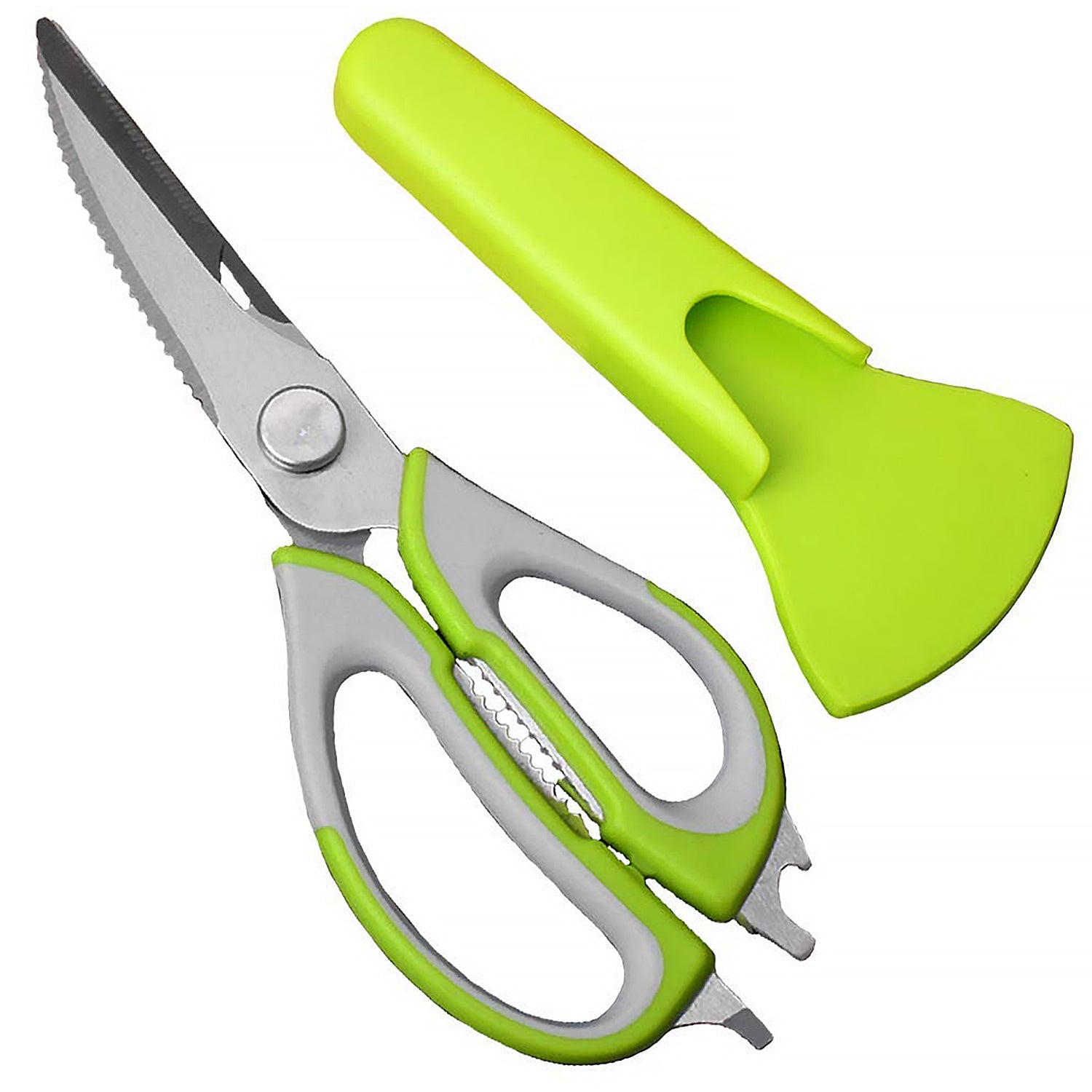 Wukusy multi-purpose kitchen shears with stainless steel blades and magnetic holder, ideal for heavy-duty kitchen tasks.