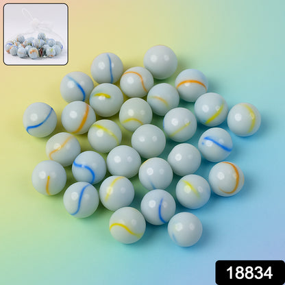 Set of approximately 30 colorful glass marbles for home decor, featuring smooth, round Wukusy classic glass marbles.