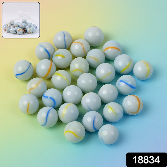 Set of approximately 30 colorful glass marbles for home decor, featuring smooth, round Wukusy classic glass marbles.