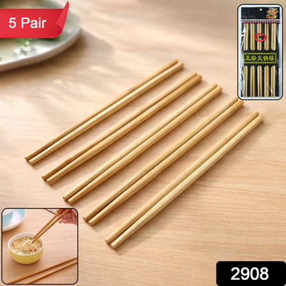 Wukusy premium reusable bamboo chopsticks set with five pairs, eco-friendly and lightweight for dining and cooking.