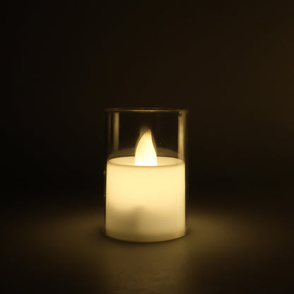 Set of Wukusy flameless LED votive candles with realistic flickering light and white wax finish, perfect for safe decorative lighting.