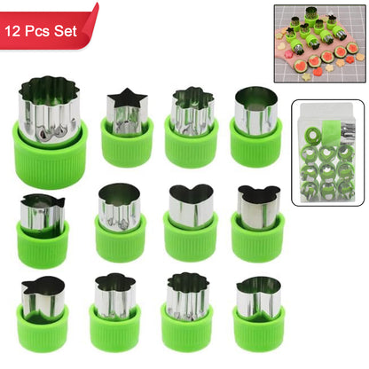 Wukusy stainless steel cookie cutter shapes set with 12 varied designs for baking and food decoration on a white background.