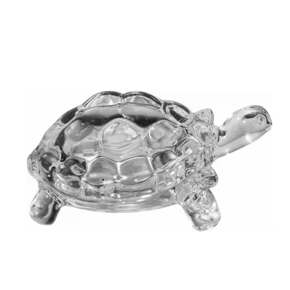 Wukusy crystal glass turtle figurine for Feng Shui and Vastu, showcasing a detailed, clear turtle design on a smooth surface.