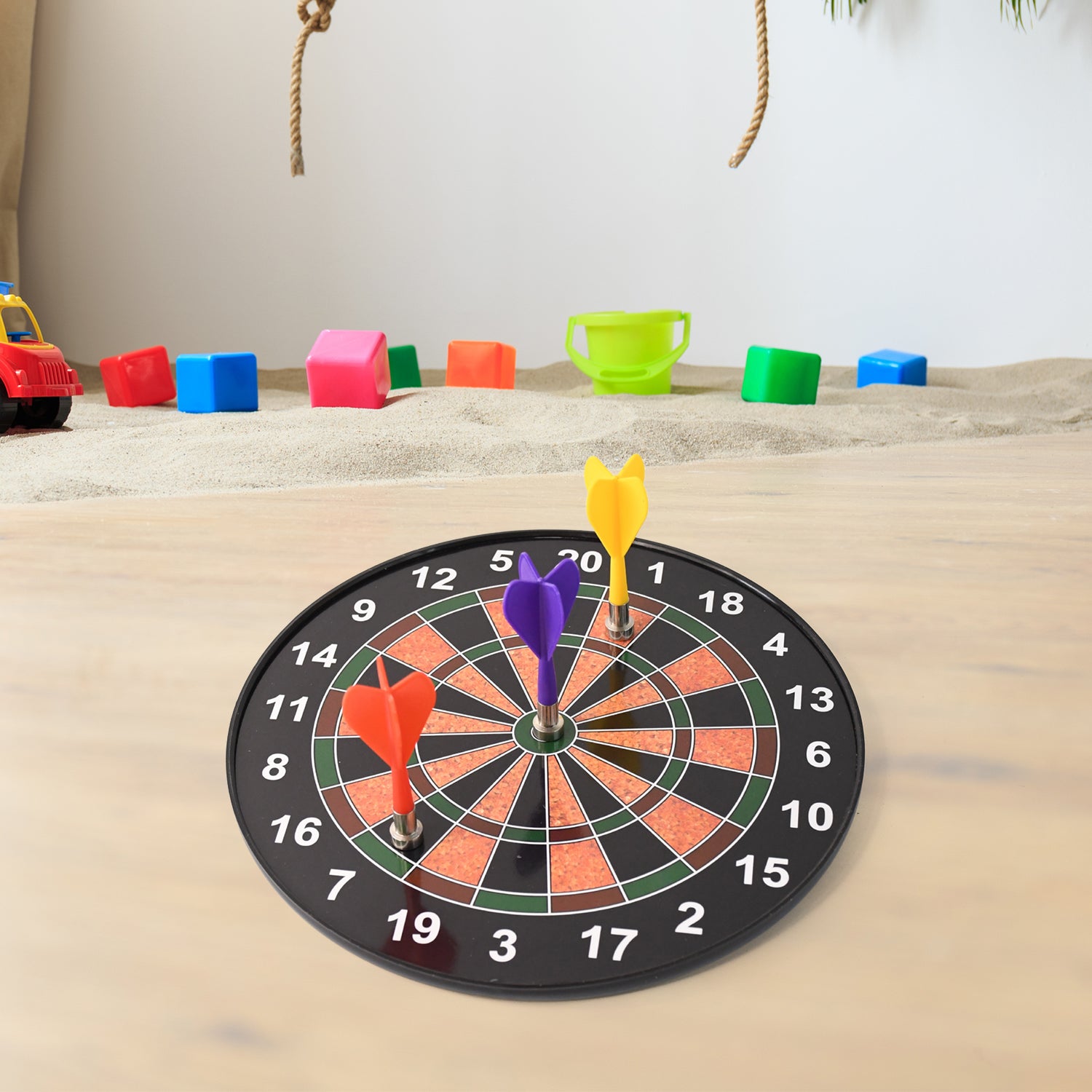 Wukusy Classic Magnetic Dartboard Game Set with colorful darts and magnetic surface for safe indoor play
