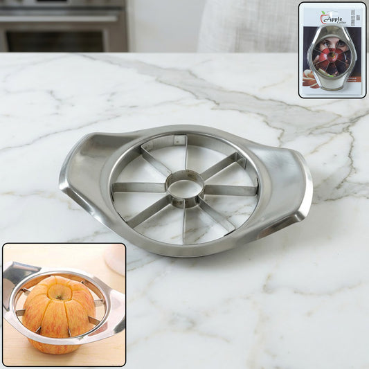 Wukusy heavy-duty stainless steel apple cutter and slicer with four sharp blades for easy apple slicing and sectioning.
