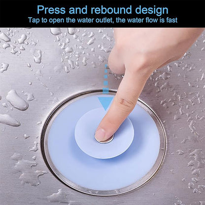 Blue silicone sewer sink sealer cover by Wukusy, 2-in-1 drain and sealer for kitchen sinks, colorful and flexible design.