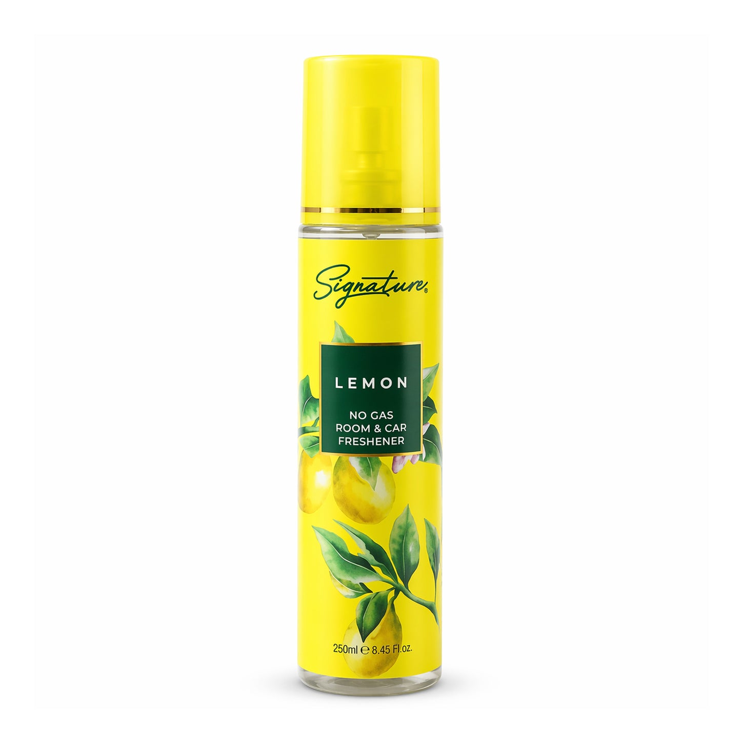 Wukusy Signature Lemon Room Car Freshener Spray 250ml shown in a sleek bottle with a lemon design and a spray nozzle.
