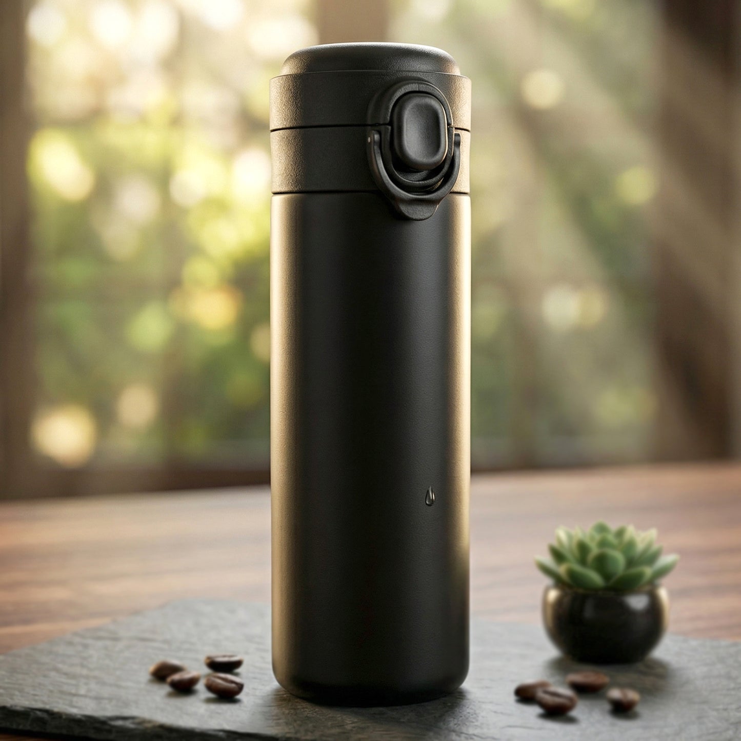 Wukusy premium stainless steel vacuum insulated water bottle, 300ml capacity with a sleek design and secure lid, suitable for hot and cold drinks.