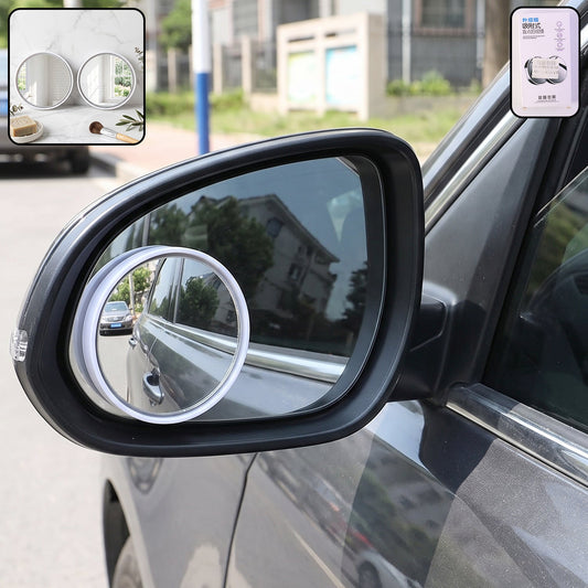 Set of two Wukusy wide angle round convex blind spot mirrors, stick-on car side mirrors for enhanced rear visibility.