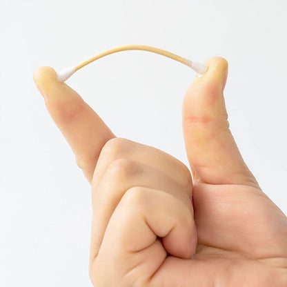 Wukusy paper-stick cotton swabs set with 100 disposable cotton swabs for ear and beauty use, displayed on a white background.