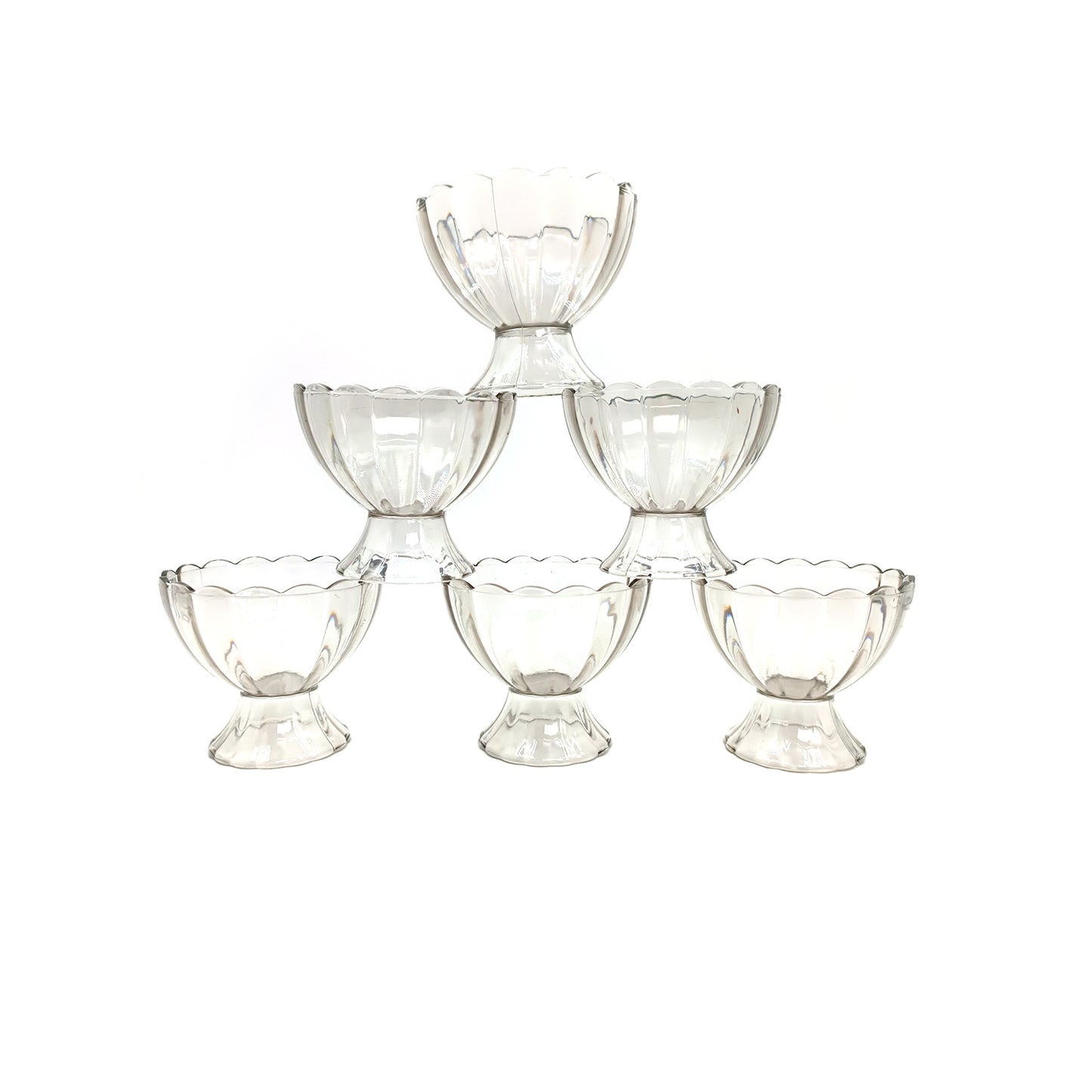 Set of six Wukusy dessert bowls for ice cream, salads, and fruits, with a clear glass design for home and kitchen use.