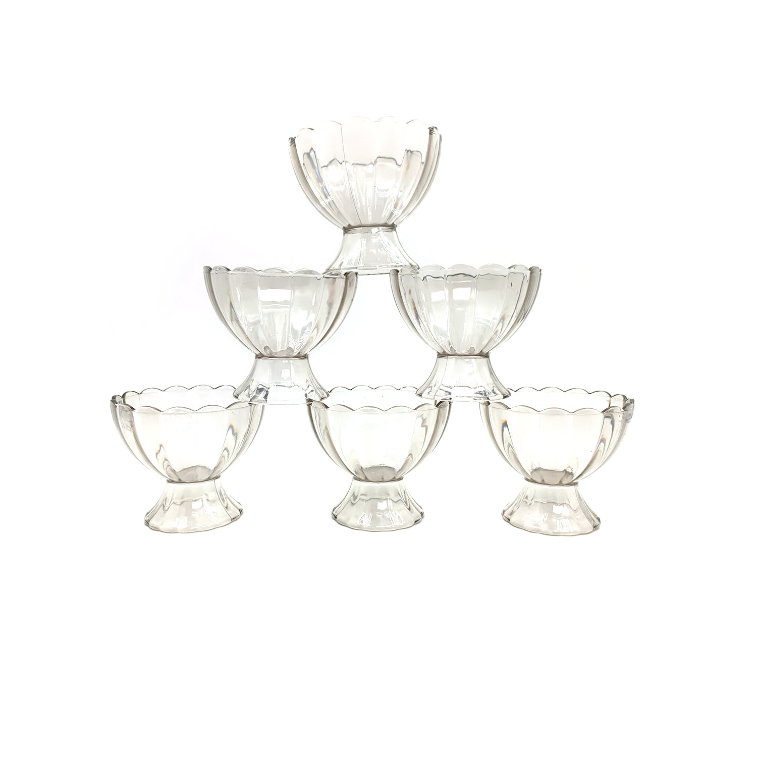 Set of six Wukusy dessert bowls for ice cream, salads, and fruits, with a clear glass design for home and kitchen use.