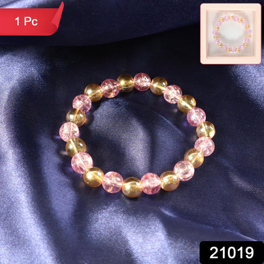 Elegant dual-tone crystal beaded stretch bracelet by Wukusy featuring sparkling beads and a versatile design.
