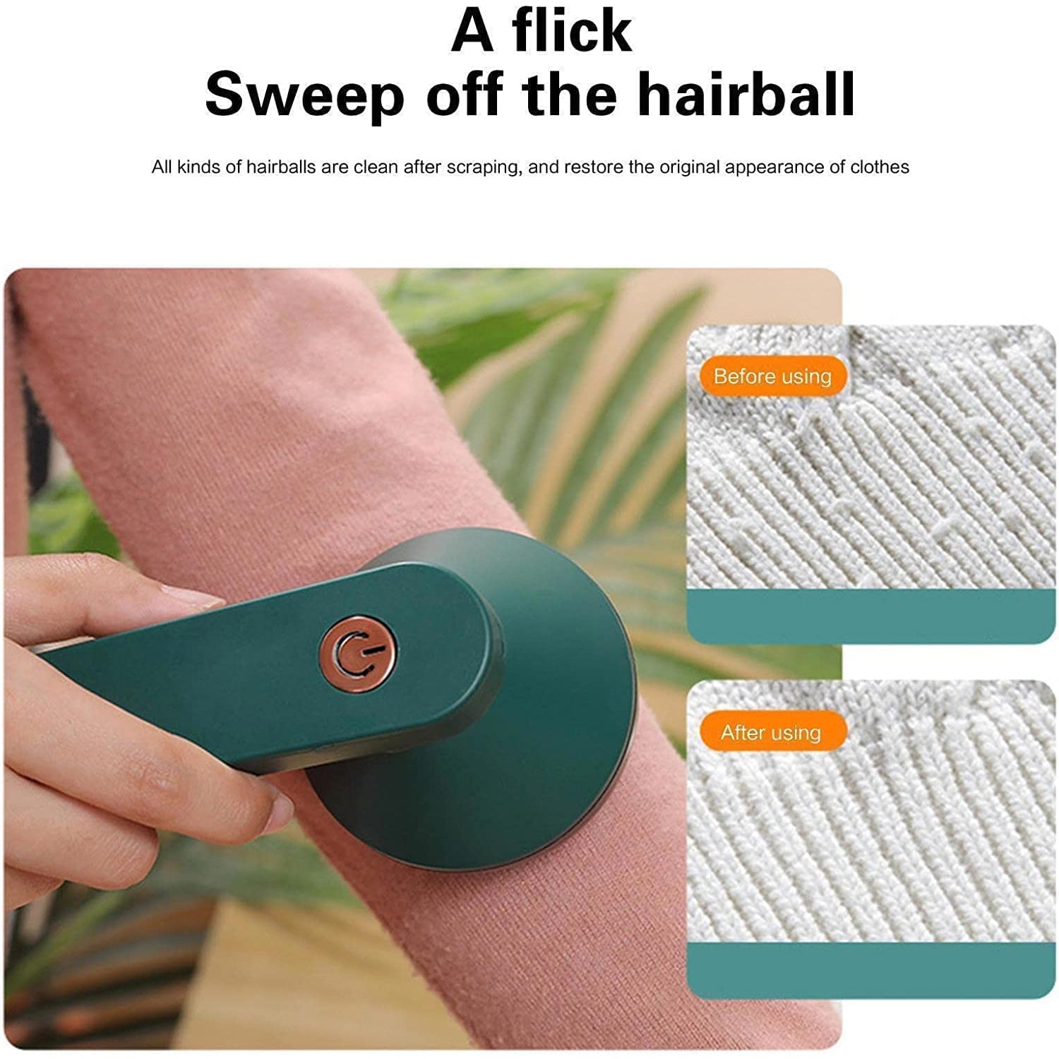 Wukusy rechargeable electric lint remover with cleaning brush, handheld device for removing lint and fuzz from clothing.