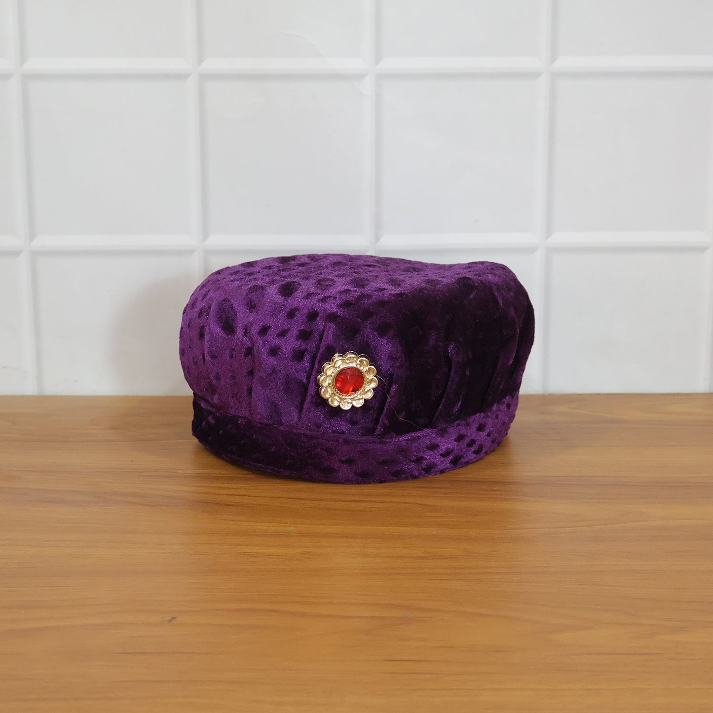 Soft velvet traditional style cap by Wukusy, showcasing a smooth, luxurious fabric with a classic design and elegant fit.