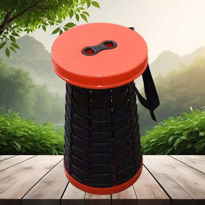 Wukusy retractable folding stool for home improvement, showing its compact, foldable design with a sturdy seat and metal frame.