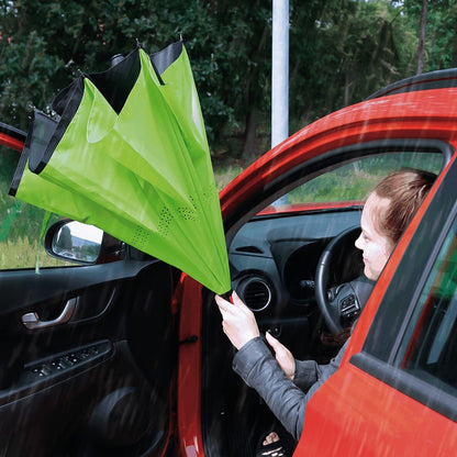 Colorful foldable Wukusy umbrella with C-shaped handle, UV protection, suitable for children, rain and sun protection, travel accessory.