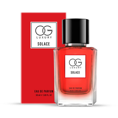 Wukusy OG Luxury Solace Eau De Parfum 50ml bottle, elegant glass design, health and beauty product, fragrance for women.