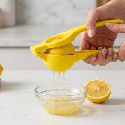 Wukusy Konvex Hand Press Plastic Lemon Squeezer with ergonomic handle for easy juicing of lemons and citrus fruits.