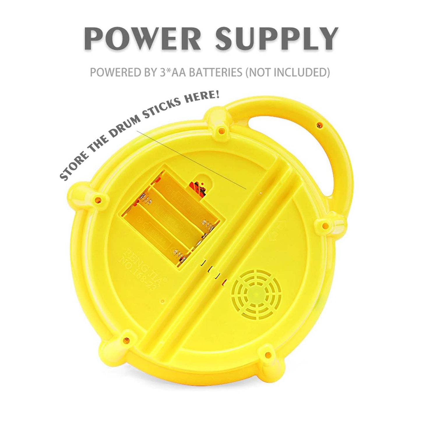 Colorful plastic baby drum toy by Wukusy with lights, musical sounds, and fun for kids, perfect as a gift for boys and girls.