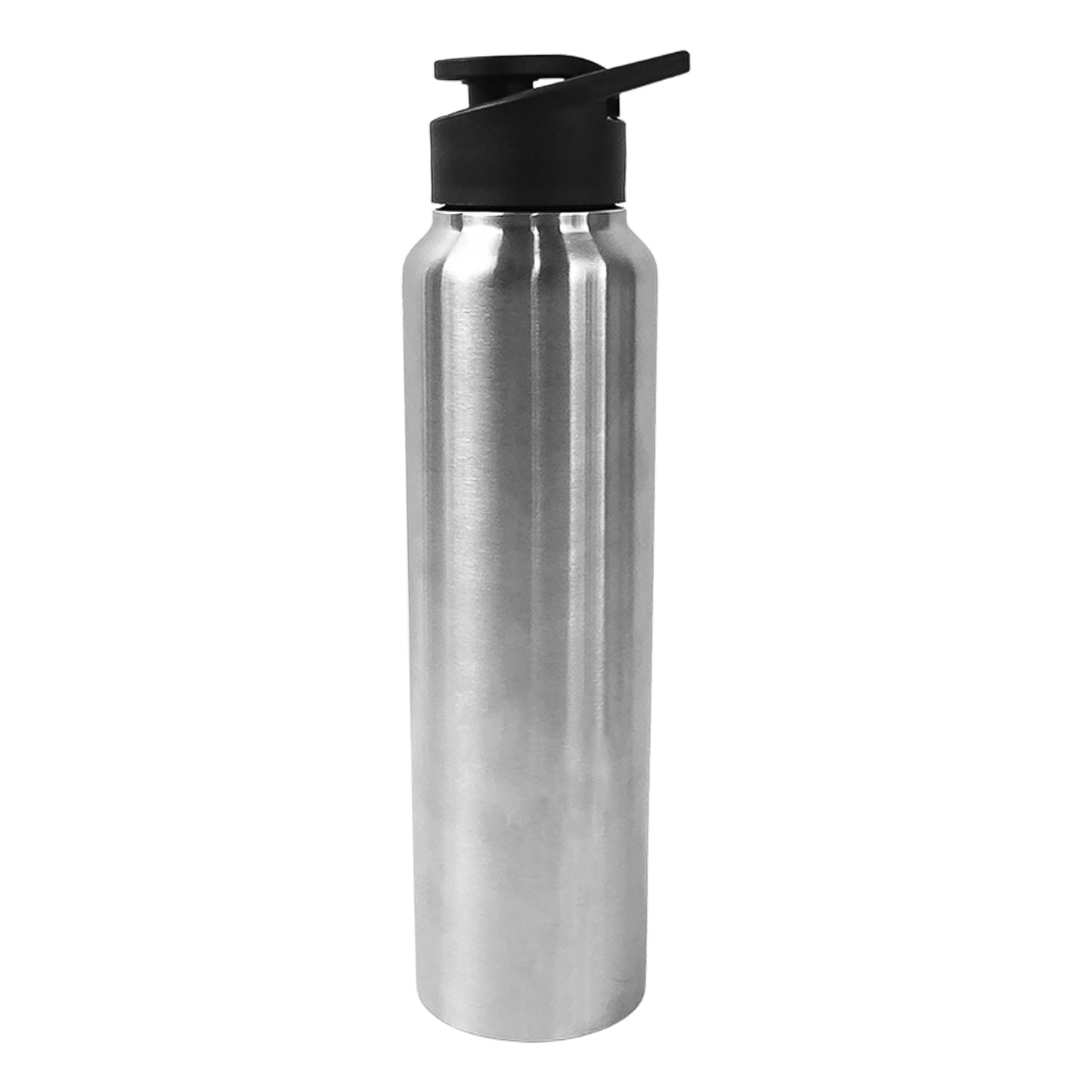 Wukusy stainless steel water bottle, 1000ml capacity, with a sleek silver finish and secure screw-on lid.