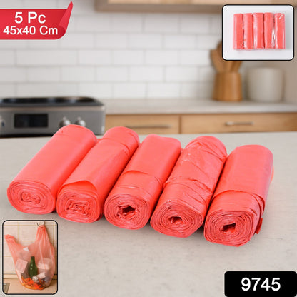 Wukusy heavy duty garbage bags, 45x40 cm, set of 5, durable black plastic waste bags for home and kitchen use.