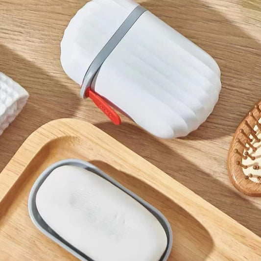 Wukusy travel soap holder with secure seal and leak-proof design, ideal for home bathroom, hiking, camping, and travel.