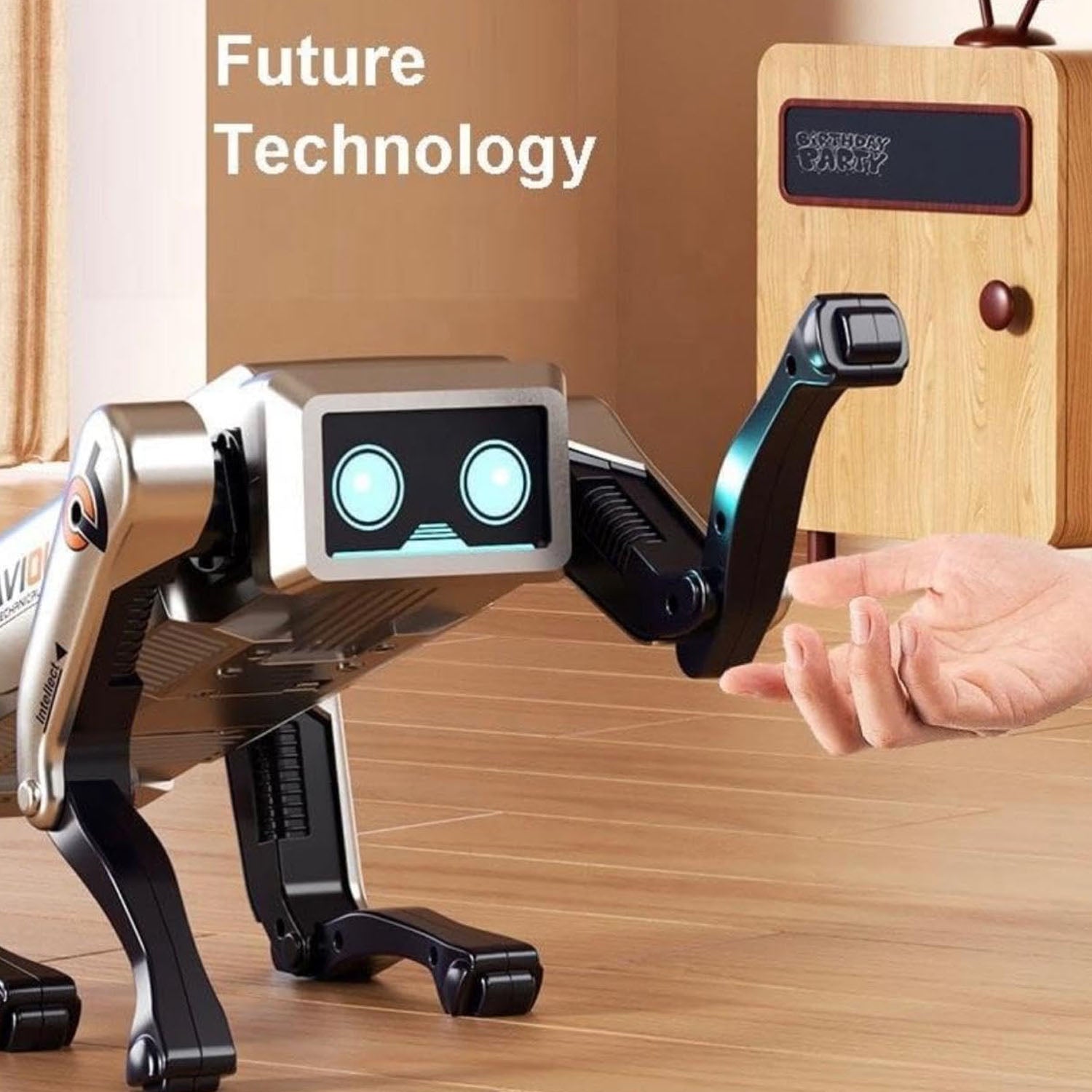 Wukusy Advanced Intelligent AI Robot Dog Toy for Kids, large set with interactive features and realistic design.