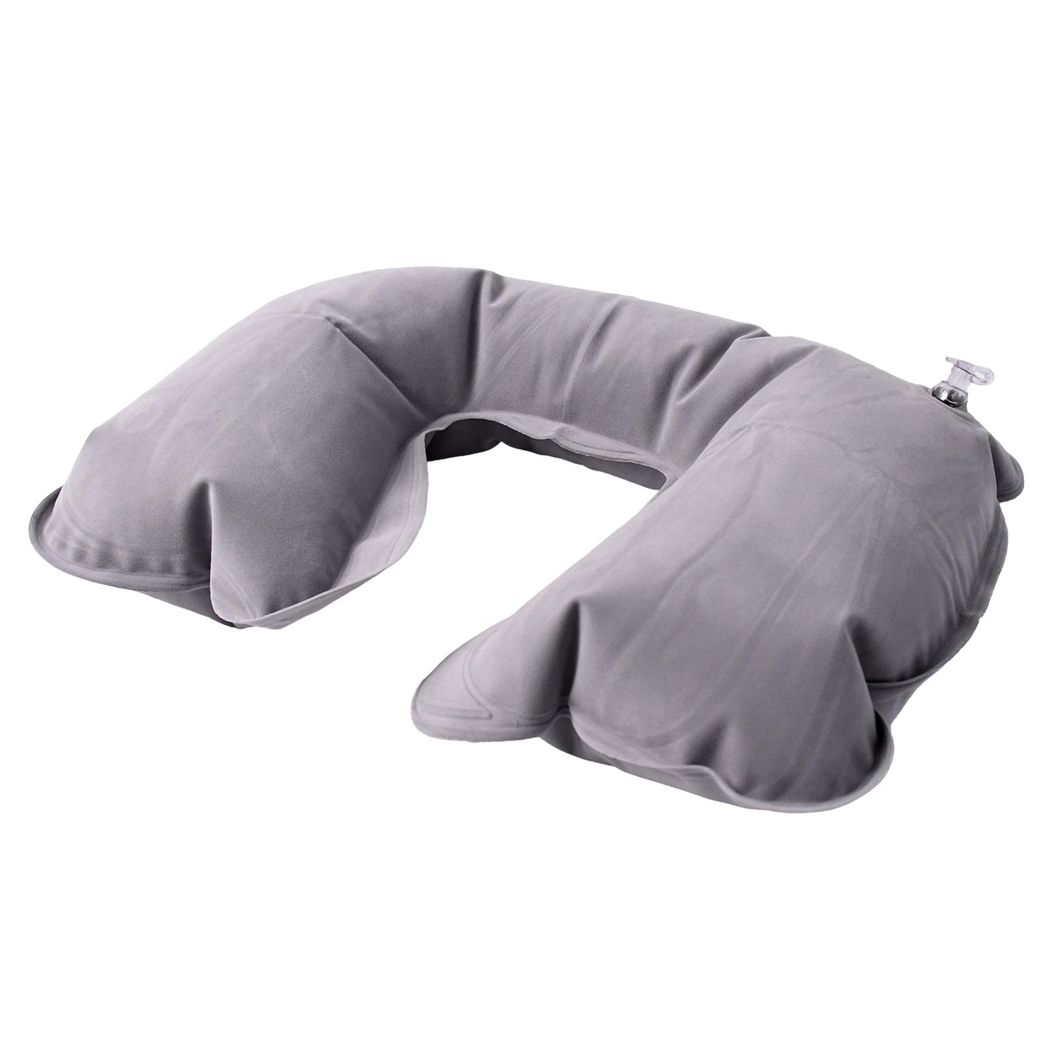 Wukusy inflatable foldable U-shaped travel pillow in white, designed for neck support during long trips and travel.