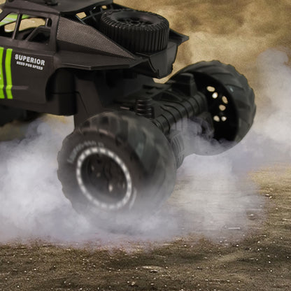 Wukusy Electroplay remote control monster truck toy set with a colorful remote and rugged truck design on a white background.