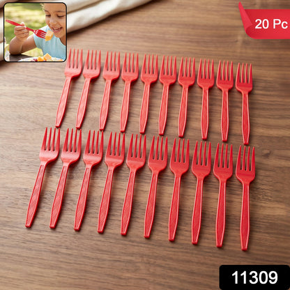 Set of 20 durable Wukusy reusable plastic dinner forks with unbreakable design, ideal for eco-friendly dining.