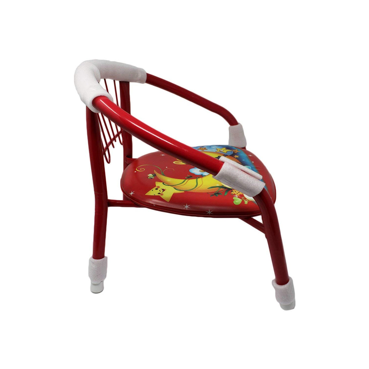 Colorful cartoon design baby chair by Wukusy with soft cushion, metal backrest frame, suitable for toddlers and kids.